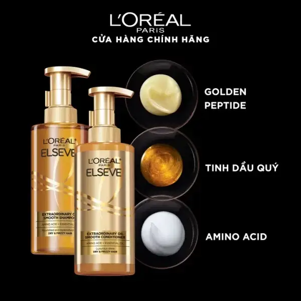 Bộ gội xả dưỡng tóc suôn mượt tóc cao cấp L'Oreal Paris Extraordinary Oil Sleek